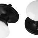 NCL White Door Knobs, Keyless Door Handles, Porcelain Door Levers, Interior Bath Door Knob (Matte Black)