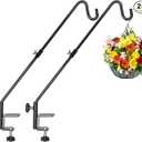 FEED GARDEN 31 Inch Heavy Duty Deck Hook, Non-Slip Clamp, 360 Degree Swivel, Black for Bird Feeders, Planters, Suet Baskets, Lanterns, Wind Chimes, 2 Pack