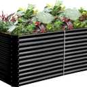 Land Guard 8x4x3ft Rectangular Galvanized Raised Garden Beds, Large-Capacity Metal Planter Box Outdoor, Durable Deep Raised Garden Bed 3ft Tall, Raised Beds for Gardening Vegetables, Dark Grey