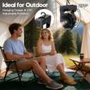 XZK 24000mAh Rechargeable Camping Fan, 64H Runtime Battery Powered Portable Travel Fan with LED Light, Tent Fans for Indoor,Outdoor,Fishing,Jobsite & Hurricane Emergency,Gifts for Men Dad Him,Black, Large-12-64Hours