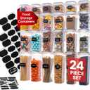 Airtight Food Storage Containers Set - Air Tight Pantry Storage Containers with Lids - Pasta Flour Sugar Cereal Containers - Storage Containers for Food - Kitchen Storage Container (Clear-24 Pack)