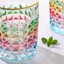 SALADAYS Whiskey Glasses Set of 2, 10oz Colorful Old Fashioned Glasses, Crystal Glassware for Bourbon Scotch Cocktail Rum Vodka Liquor