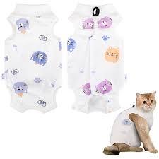 Cat Surgery Recovery Suit Cats Post Surgical Recovery Suit Kitten Onesie Bodysuit Anti-licking Cats Vest Wound Protector Recovery Clothes, Elizabethan Collar & Cone Alternative(M/Colorful Cat) 