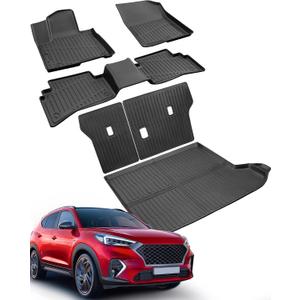 Custom Fit All-Weather Floor Mats & Cargo Liner & Rear Seat Back Protectors for Hyundai Tucson 2022-2026 (NOT Fit PHEV & N line) - Heavy-Duty TPE Liners, Full Coverage, Non-Slip Design Accessories