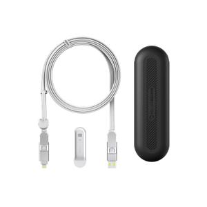 Rolling Square inCharge XL 200 cm - USB-C Cable, Universal Smartphone Cable, Gift for Men, 6-in-1 Universal Charger for Smartphones, Technical Gadget, White, Lightning Cable 100W