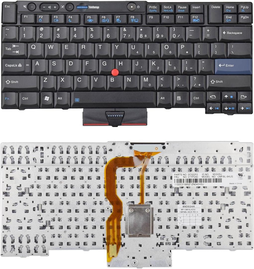 New Laptop Keyboard with Pointer Compatible with Lenovo ThinkPad T400S T410 T410S T410I T410SI T420 T420I T420S T510 T510I T520 W510 W520 X220 X220I X220S X220T US Layout Black