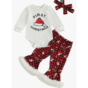 St Patricks Day Baby Girl Outfit Newborn Ribbed Knit Romper Flare Pants Set Shamrock Onesie Bell Bottoms Clothes Size 100