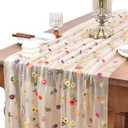 Joanlody Champagne Embroidery Daisy Spring Summer Table Runner 10ft Florals Seasonal Easter Tulle Table Runner Holiday Kitchen Dining Table Decoration for Home Party Indoor (10ft x 1pack)