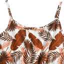 Girl's Cami Short Dress, Sleeveless Print Outfits Summer tropical romper for kids 4-12t (Brown)