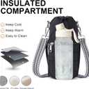 Water Bottle Bag 40 oz Crossbody Holder for Walking Hiking Insulated Carrier Purse with Adjustable Strap
