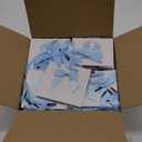 Kolldenn 50 Pcs No DIY Small Gift Bags with Bow Ribbon 4 x 2.7 x 4.5 Inches Mini Paper Thank You Bags Bulk with Handle for Party Favor Wedding Baby Shower Birthday Guests(White and Blue)