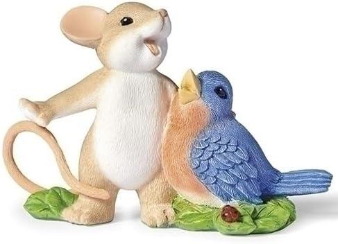Roman Bluebird of Happiness Figure Charming Tales, 3-inch Height, Resin, Stone Mix, Home, Home Dcor