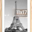 upsimples 11x17 Picture Frame, Display Pictures 9x15 with Mat or 11 x 17 Without, Wall Hanging Poster Frames, Natural, 1 Pack
