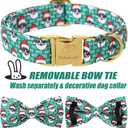 Christmas Dog Collar with Bow Tie - Cute Green Christmas Santa Dog Collars, Adjustable Heavy-Duty Winter Holiday Bowtie Collar for Small Medium Large Boy Girl Dogs XL