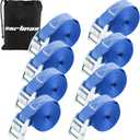 Cartman 1" x 12' Lashing Straps Cargo Tie-Down Strap Up to 600lbs, 8pk in Carry Bag, Blue