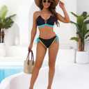 Blooming Jelly Womens Bikini Sets Two Piece Cheeky Swimsuits Curvy Cutout String Bathing Suits (Black, M)
