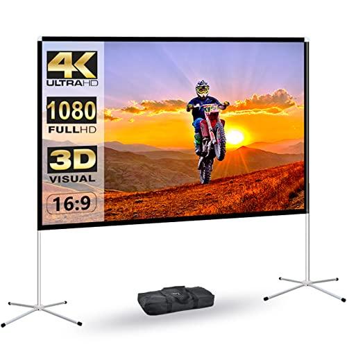 LEJIADA Portable Projector Screen 60inch,Movie Projection Screen,Indoor Projector Screen and Stand, 16:9 Projector Screen 4K HD Wrinkle-Free Lightweight