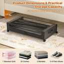 Under Bed Storage with Wheels,XXL 60L Under Bed Storage Containers with Clear Lids, Rolling Under Bed Metal Drawer for Clothes, Shoes,Toys (Black, 2 Pack)