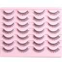 False Eyelashes Natural Lashes Wispy Fake Eyelash Cat Eye Strip Lash Mink Lashes Pack Fluffy Eye Lashes Natural Look Short Cateye Lash Strips (Natural Daily)