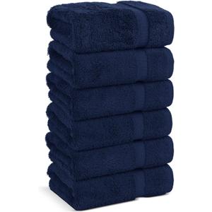 Chakir Turkish Linens | Hotel & Spa Quality 100% Cotton Premium Turkish Towels | Soft & Absorbent (6-Piece Hand Towels, Navy)