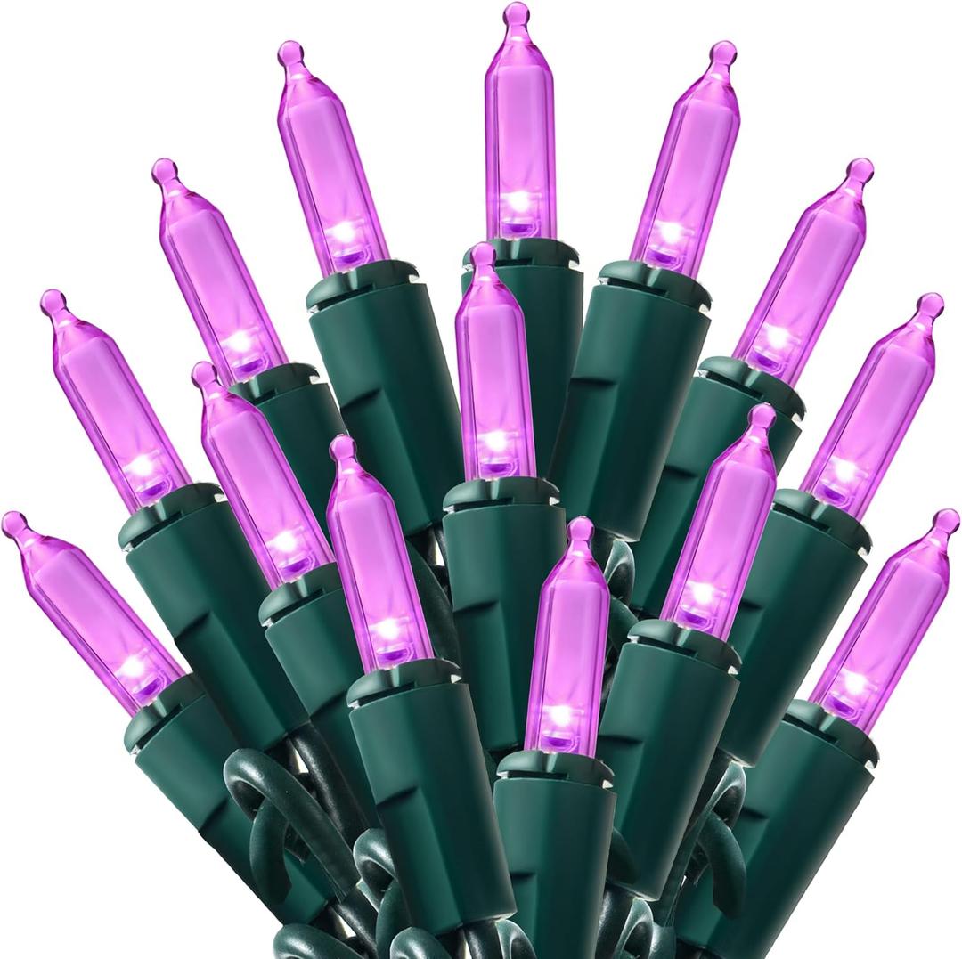 Joiedomi Purple LED Halloween Lights,100 Count Mini Christmas String Fairy Light with 26FT Green Wire,Lighting Decor for Indoor Outdoor Patio Dorm Classroom Bedroom Holiday Festival