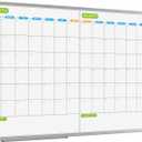 JILoffice Magnetic Dry Erase Calendar Whiteboard, 2 Month White Board Planner 36 X 24 Inch, Silver Aluminum Frame Wall Mounted Board for Office Home and School