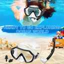 Snorkeling Gear for Adults, Dry Adult Snorkel Set HD Panoramic View Snorkel Mask Set, Anti-Leak and Anti-Fog Scuba Diving Package with Mesh Bag Ear Plug for Snorkeling Scuba Diving Travel (Black/Transparent)