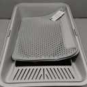 Stainless Steel Litter Box | XL Enclosed Cat Litter Boxes with Lid for Big Cats | High Sided, Anti-Urine Leakage | Non-Stick Bottom & Includes Litter Mat & Metal Scoop