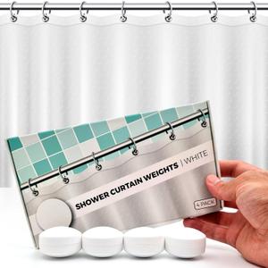 Powerful Anti-Billowing Magnetic Shower Curtain Weights for Splash-Free Bath Experience - 360 Silicone Wrapped - Will Never Rust - Heavy Magnets Prevent Curtain Liners from Blowing | 4 Pairs | White (1.6"W x 1"L (Pack of 4))