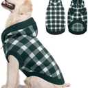 Kuoser Plaid Dog Sweater Hoodie, Warm Fleece Dog Sweaters for Large Dogs, XL Winter Knitwear Christmas Doggy Sweater, Cold Weather Pet Clothes for Girl Boy Dogs, Holiday Outfit and Gift, Green XL