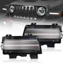 Upgrade LED Fender Light Sequential Flashing Turn Signal Lamp (with DRL) for Jeep Wrangler JL 2018-2023, Smoke Lens Halogen Lamp Upgrade Front Wheel Eyebrow LightNot Fit Sport Model