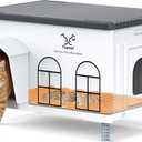 Extra Large Heated Cat House for Outside, Indestructible Heated Outdoor Cat House 100% Weatherproof with Escape Door, Highly Insulated Outdoor Cat Shelter for Multiple Cats. 25.6"x17"x17.8"