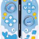 GeekShare Protective Case for Switch Joy Con Controllers,Soft Silicone Protective Cover with 2 Thumb Grips Compatible with Switch/OLED Joy Cons - Shark Party