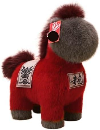 HUFFA Adorable Year of The Horse Mascot Doll - Stuffed Toy for New Year Celebrations - Red Rabbit Zodiac Horse Plush Toy(Red[redrabbit],14 inches)