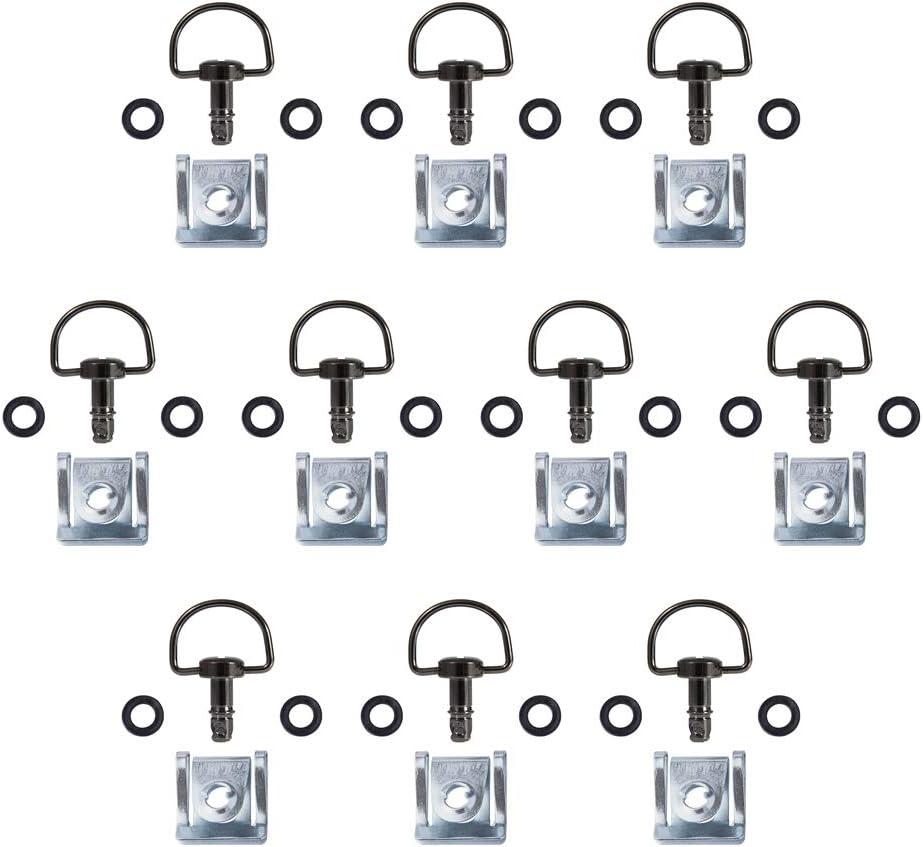 MOTO4U Motorcycle Quick Release Race Fasteners 1/4 Turn 17mm D-Ring Length Type C in Black Chrome (10 Pack)