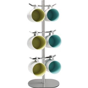 Mug Holder Tree, Coffee Cup Holder with 6 Hooks, Coffee Mug Rack, Metal Mug Tree for Counter, Mug Holder Stand Coffee Mug Hanger(Brushed Nickel)