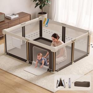 Foldable Playpen, 71"×59" Foldable Baby Playpen with Carry Bag
