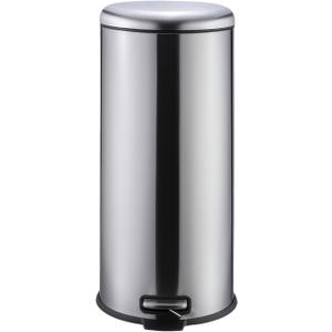 8 Gal/30L Round Stainless Steel Trash Can with Soft-Close Lid, Step-On Garbage Bin with Removable Inner Bucket, Kitchen, Office, Bathroom Recycle Bin