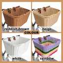 Bike Basket Front, Large Wicker Baskets for Bike, Hand-Woven Bicycle Basket with Iron Framework, Detachable Front Handlebar Bike Basket