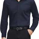 J.VER Men's Dress Shirts Stretch Stain Shield Long Sleeve Solid Formal Shirt Business Casual Button Down Shirts (Medium, Navy Blue)