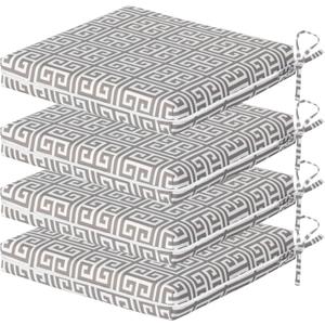 Outdoor Dining Chair Cushion Pad 20"x20" 4Pcs- Tie Straps for Secure Fit, Water-Resistant, UV Resistant, Recycled PFAS-Free Fabric, Print 016