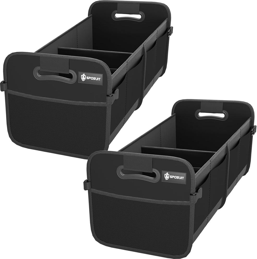 Sposuit Trunk Organizer for Car - 70L Collapsible Car Storage with 11 Pockets & Reinforced Handles, SUV Trunk Organizers for Grocery Cargo(Black, 2 Pack)