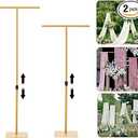 Vincidern 2pcs 8FT Backdrop Stand for Parties/Wedding, Adjustable Height - Heavy Duty Metal Background Stand Decor for Wedding, Birthday Party, Baby Shower, Photoshoot, Gold
