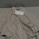 siliteelon Striped Button Down Shirts for Women Dress Shirts Long Sleeve Casual Collared Office Work Shirt with Pocket (Medium, Brown)