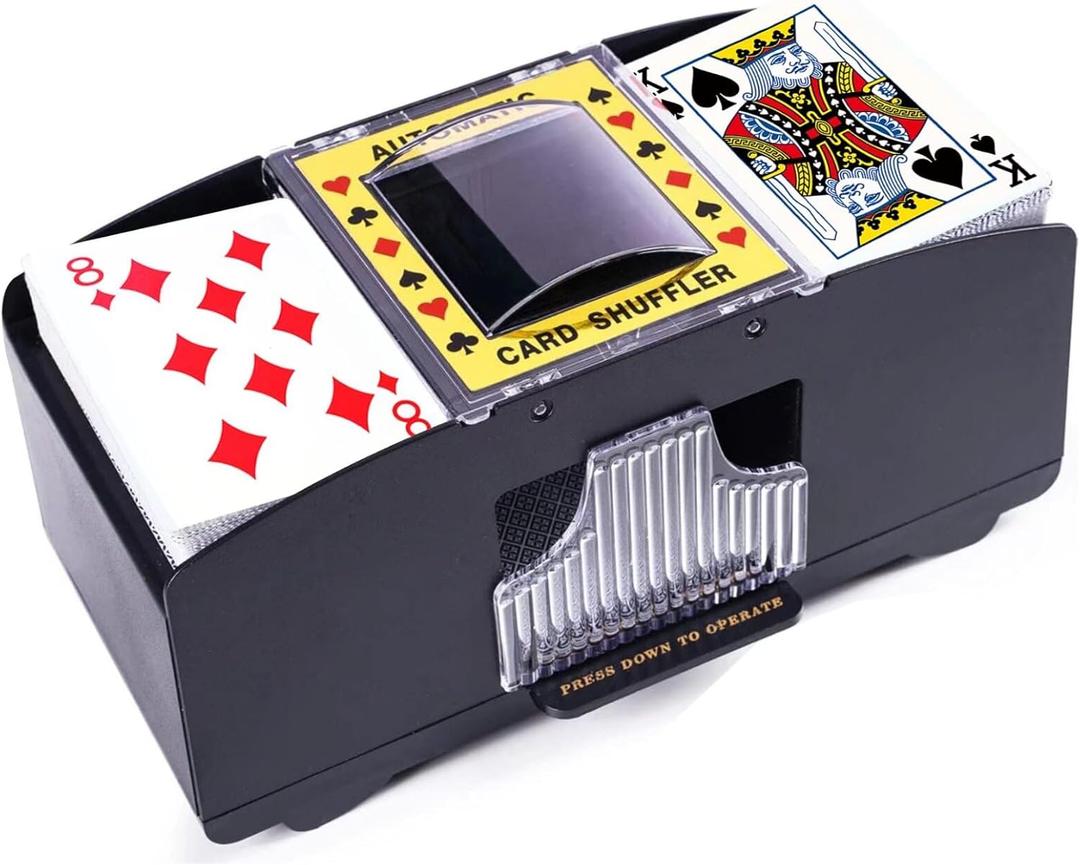 Automatic Card Shuffler 2 Deck, Battery Operated Card Dealer Machine, Electric Casino Card Shuffler for UNO, Blackjack, Texas Hold'em, Home Card Games