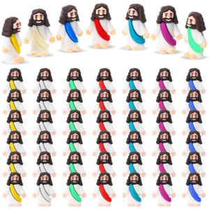 Sumind 50 Pcs Little Jesus Figures Easter Mini Pocket Jesus Figurines Bulk Original Design for Easter Egg Stuffers Hide Seek Religious Party Favors Sunday School Baptism Gifts (Bright Color)