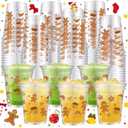 WPDISCZ 50Pcs Christmas Gingerbread Man Party Plastic Cups 12 oz Disposable Christmas Party Cups Gingerbread Man Drinking Cup for Xmas Holiday Party Supplies