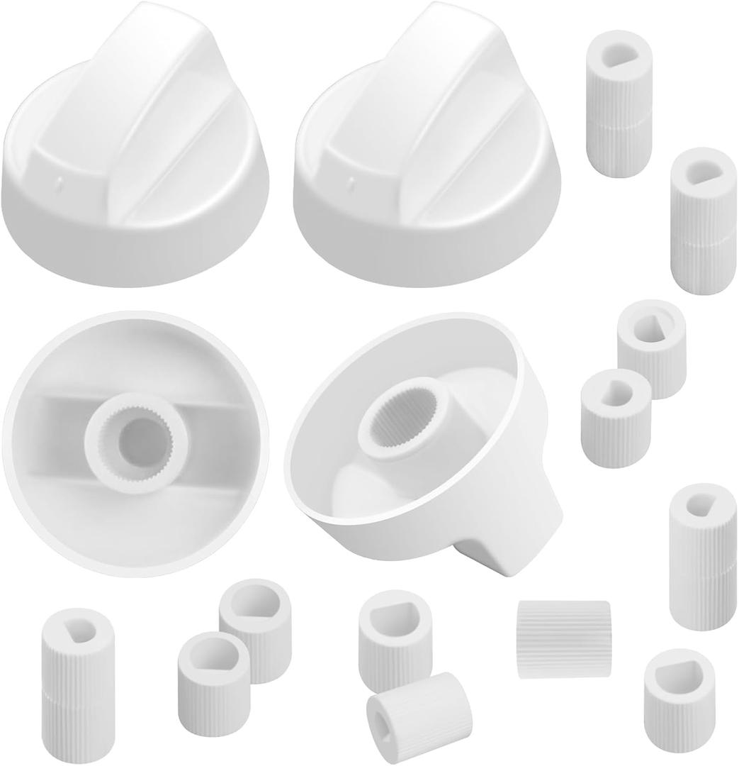 puxyblue Universal White Control Knobs 4-Pack with 12 Adapters Compatible for Oven/Stove/Range Widely Used (1year Free Return and Exchange Service)