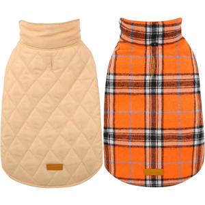 Kuoser Waterproof Dog Coat, Reversible Dog Jacket for Medium Dogs, Adjustable Durable Doggie Winter Coat Warm Puppy Cold Weather Apparel, Orange M