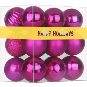 Fuchsia 2.5" Christmas Balls Christmas Tree Decoration Ornaments Shatterproof Hanging Balls for Birthday Halloween Holiday Wedding Decorations Set of 18pcs